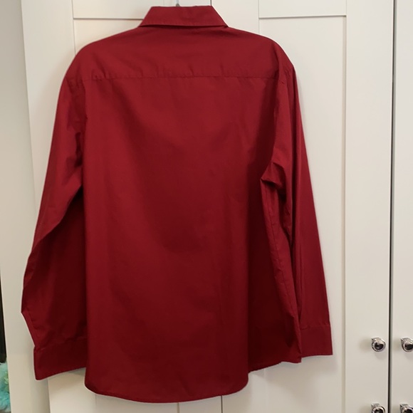Men’s Burgundy Button Front Long Sleeved Shirt LG FIRM PRICE - Picture 3 of 5
